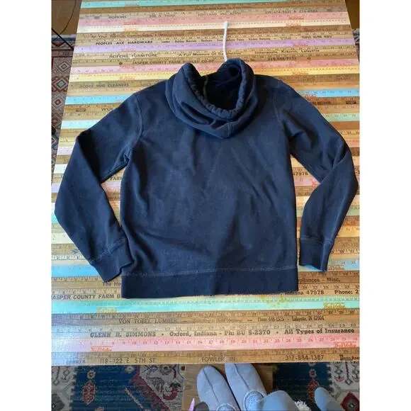 Y2K Vtg American Eagle Hoodie Men M Black Pullover Distressed Logo Fleece 1977 - Picture 3 of 8